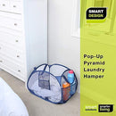 Smart Design Deluxe Mesh Pop Up Square Laundry Hamper w/ Side Pocket & Handles - VentilAir Fabric Collapsible Design - for Clothes & Laundry - Home - (Holds 2 Loads) (14 x 23 Inch) [Black]