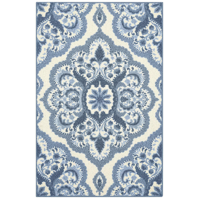 Maples Rugs Kitchen Rug - Vivian 2.5 x 4 Non Skid Small Accent Throw Rugs [Made in USA] for Entryway and Bedroom, 2'6 x 3'10, Blue