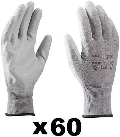 Coyaho Work Gloves (12 pairs) - Non-Slip Mounting Gloves Seamless, Ideal for Repairs, Automotive Industry, Finishing, Car Service, Workshop (10, White)