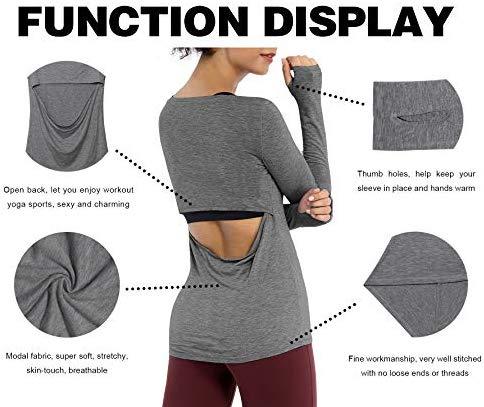 BUBBLELIME Workout Tops for Women Athletic Shirts Soft Modal Sexy Open Back Activewear Yoga Running Outdoor Sports