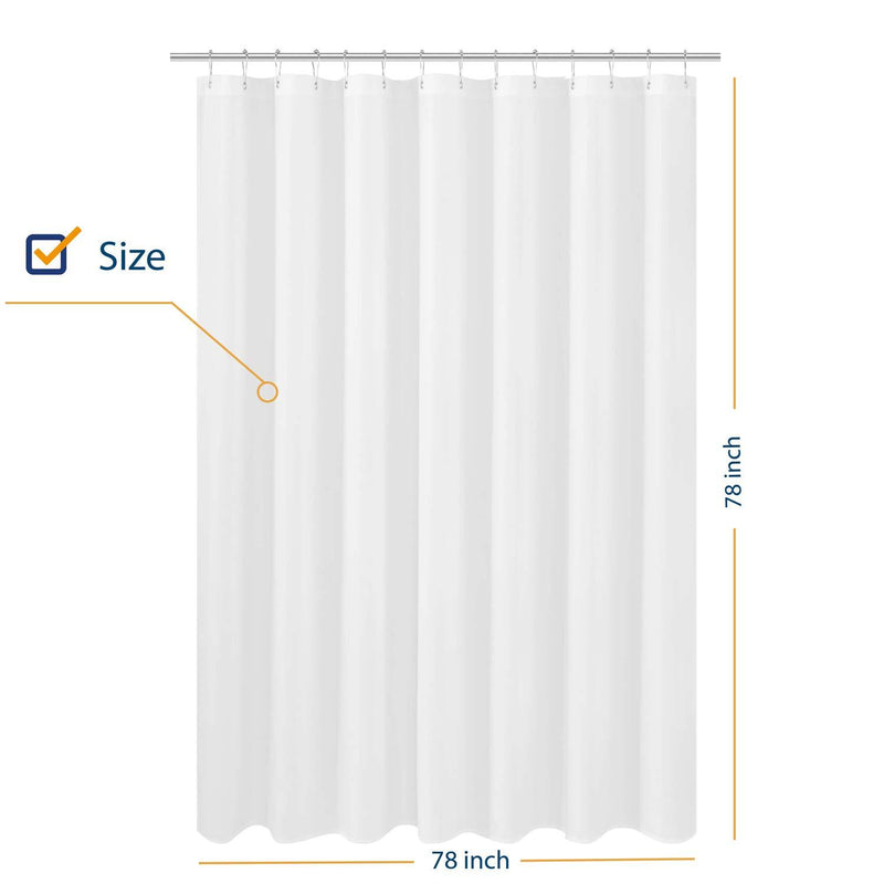 N&Y HOME Extra Long Shower Curtain Liner Fabric 72 x 96 inches, Hotel Quality, Washable, Water Repellent, White Spa Bathroom Curtains with Grommets, 72x96