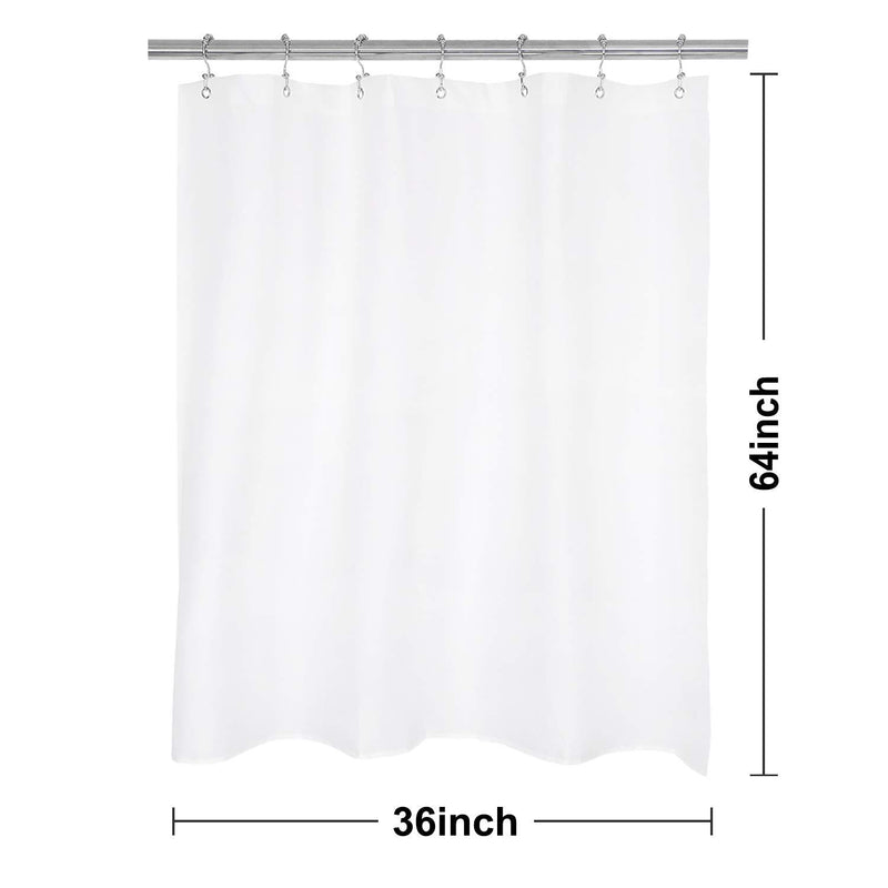 N&Y HOME Caregiver Attendant 36 inches Height Weighted Fabric Shower Curtain Machine Washable,Water Repellent Bathroom Curtains with Grommets, White, 48x36 inch