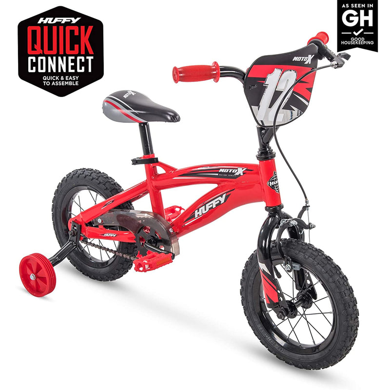 Huffy Kid Bike Moto X, Fast Assembly Quick Connect, 12", Gloss Red