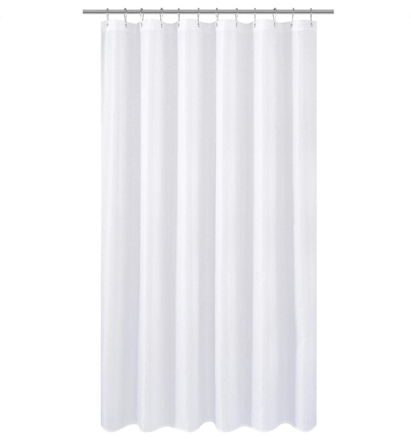 N&Y HOME Caregiver Attendant 36 inches Height Weighted Fabric Shower Curtain Machine Washable,Water Repellent Bathroom Curtains with Grommets, White, 48x36 inch