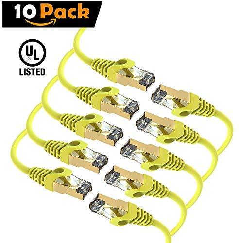 Maximm Cat7 Ethernet Cable, 15 Feet, Grey, 10-Pack - Pure Copper - RJ45 Gold-Plated Snagless Connectors 600 MHz, 10 Gbps. for Fast Network & Computer Networking + Cable Clips and Ties