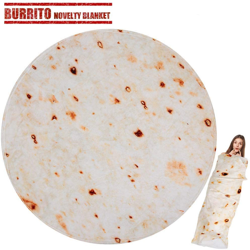 LetsFunny Burrito Tortilla Wrap Blanket, Burrito Wrap Novelty Blanket Tortilla Towel for Adults/Kids, Giant Round Beach Towel/Throw Blanket/Picnic Blanket (Yellow 6, 71.00)