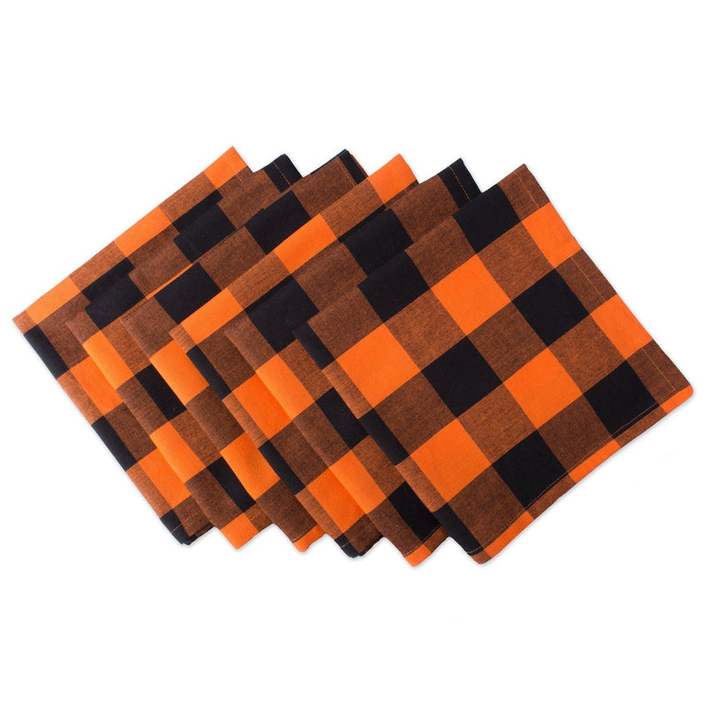 DII Cotton Buffalo Check Table Runner for Family Dinners or Gatherings, Indoor or Outdoor Parties, Halloween, & Everyday Use (14x72",  Seats 4-6 People), Orange & Black