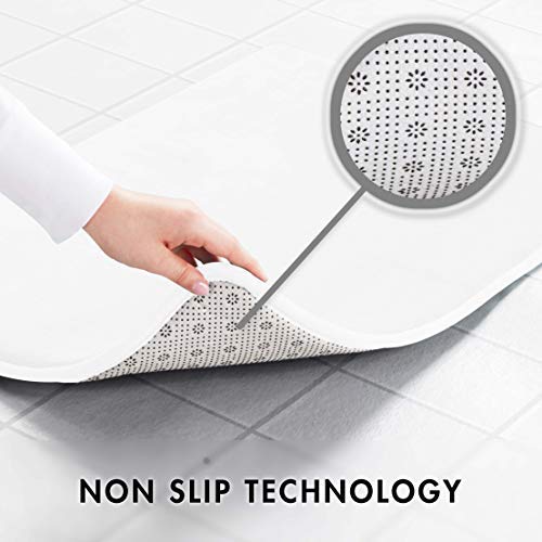 Office Marshal Memory Foam Bath Mat Non Slip Absorbent Super Cozy Velvet Bathroom Rug Carpet (60 inches X 17 inches, Gray)