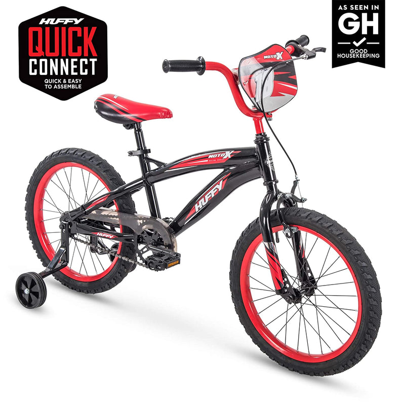 Huffy Kid Bike Moto X, Fast Assembly Quick Connect, 12", Gloss Red