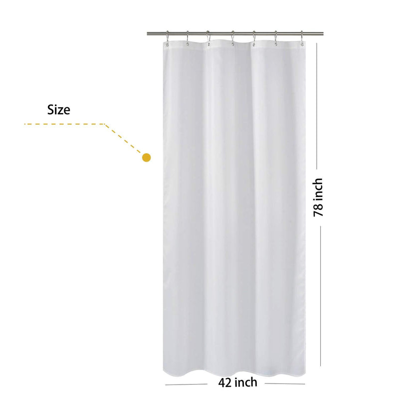 N&Y HOME Fabric Shower Curtain Liner Extra Long Stall Size 54 Width by 80 Length inches, Hotel Quality, Washable, White Bathroom Curtains with Grommets, 54x80