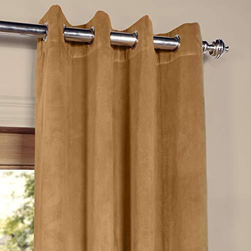 Half Price Drapes VPCH-184005-108-GRBO Signature Grommet Blackout Velvet Curtain, Natural Grey, 50 X 108