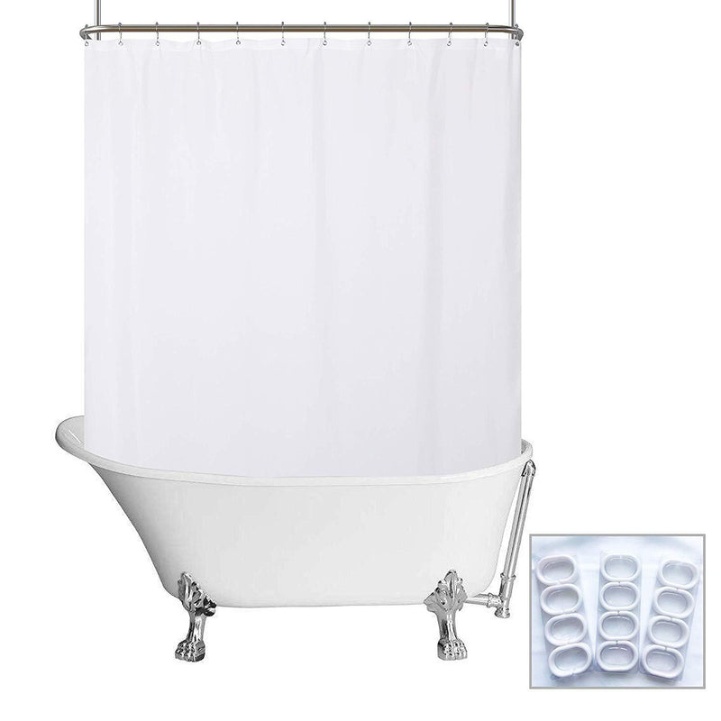 N&Y HOME Extra Long Shower Curtain Liner Fabric 72 x 96 inches, Hotel Quality, Washable, Water Repellent, White Spa Bathroom Curtains with Grommets, 72x96