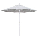 California Umbrella 9' Round Aluminum Market Umbrella, Crank Lift, Collar Tilt, White Pole, Sunbrella Pacific Blue