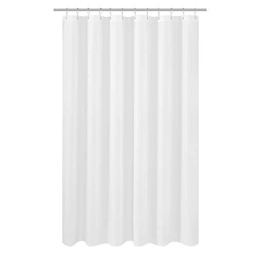 N&Y HOME Extra Long Shower Curtain Liner Fabric 72 x 96 inches, Hotel Quality, Washable, Water Repellent, White Spa Bathroom Curtains with Grommets, 72x96