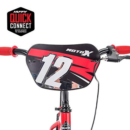 Huffy Kid Bike Moto X, Fast Assembly Quick Connect, 12", Gloss Red