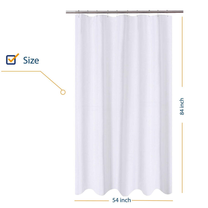 N&Y HOME Fabric Shower Curtain Liner Extra Long Stall Size 54 Width by 80 Length inches, Hotel Quality, Washable, White Bathroom Curtains with Grommets, 54x80