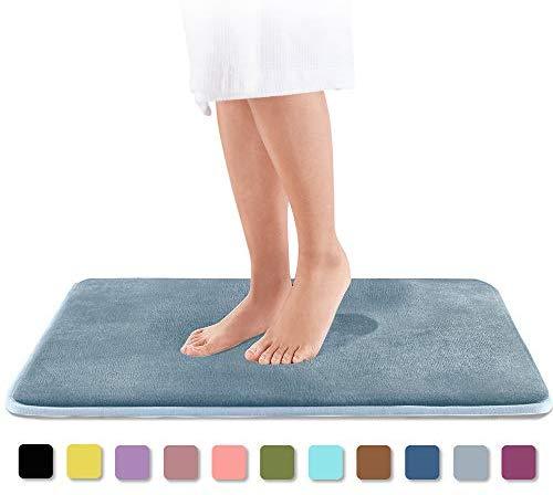 Office Marshal Memory Foam Bath Mat Non Slip Absorbent Super Cozy Velvet Bathroom Rug Carpet (60 inches X 17 inches, Gray)