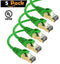 Maximm Cat7 Ethernet Cable, 15 Feet, Green, 5-Pack - Pure Copper - RJ45 Gold-Plated Snagless Connectors 600 MHz, 10 Gbps. for Fast Network & Computer Networking + Cable Clips and Ties