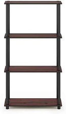 Furinno (99557BK/GY) Turn-N-Tube 4-Tier Multipurpose Shelf Display Rack - Black/Grey