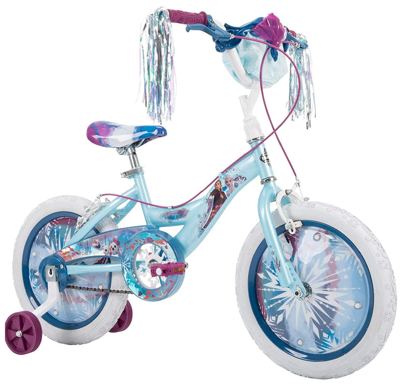 Huffy Frozen 2 Kid Bike, Training Wheels, Streamers & Basket Included, 12 inch, Blue