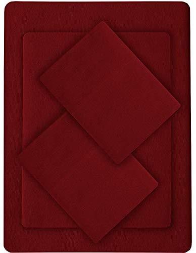 Mellanni 100% Cotton Flannel Sheet Set - Lightweight 4 pc Luxury Bed Sheets - Cozy, Soft, Warm, Breathable Bedding - Deep Pockets - All Around Elastic (Queen, Burgundy)