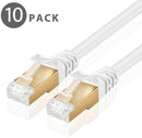 TNP Cat6 Ethernet Patch Cable (10 Feet) - Professional Gold Plated Snagless RJ45 Connector Computer Networking LAN Wire Cord Plug Premium Shielded Twisted Pair (White)