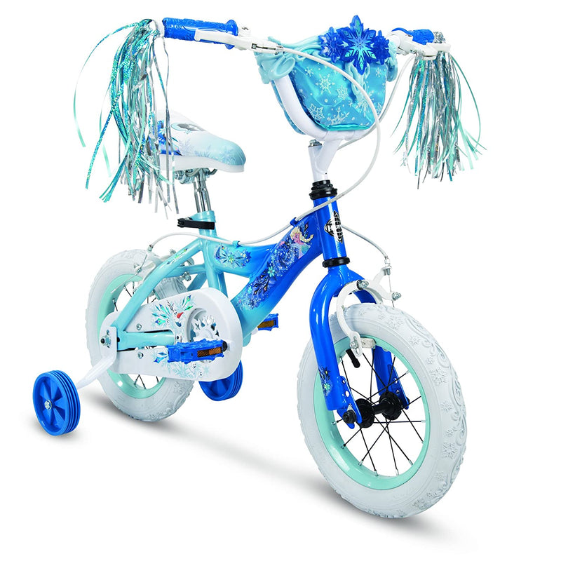 Huffy Frozen 2 Kid Bike, Training Wheels, Streamers & Basket Included, 12 inch, Blue