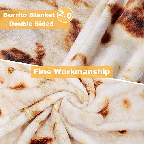 LetsFunny Burrito Tortilla Wrap Blanket, Burrito Wrap Novelty Blanket Tortilla Towel for Adults/Kids, Giant Round Beach Towel/Throw Blanket/Picnic Blanket (Yellow 6, 71.00)