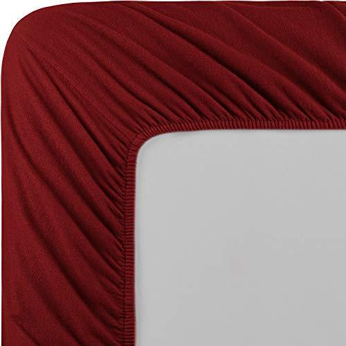 Mellanni 100% Cotton Flannel Sheet Set - Lightweight 4 pc Luxury Bed Sheets - Cozy, Soft, Warm, Breathable Bedding - Deep Pockets - All Around Elastic (Queen, Burgundy)