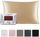 Mellanni Silk Pillowcase Queen - 19 Momme 100% Pure Natural Mulberry Silk Pillow Case for Hair and Skin - Hidden Zipper Closure - Both Sides are Silk (Queen 20" X 30", Black, White Piping)