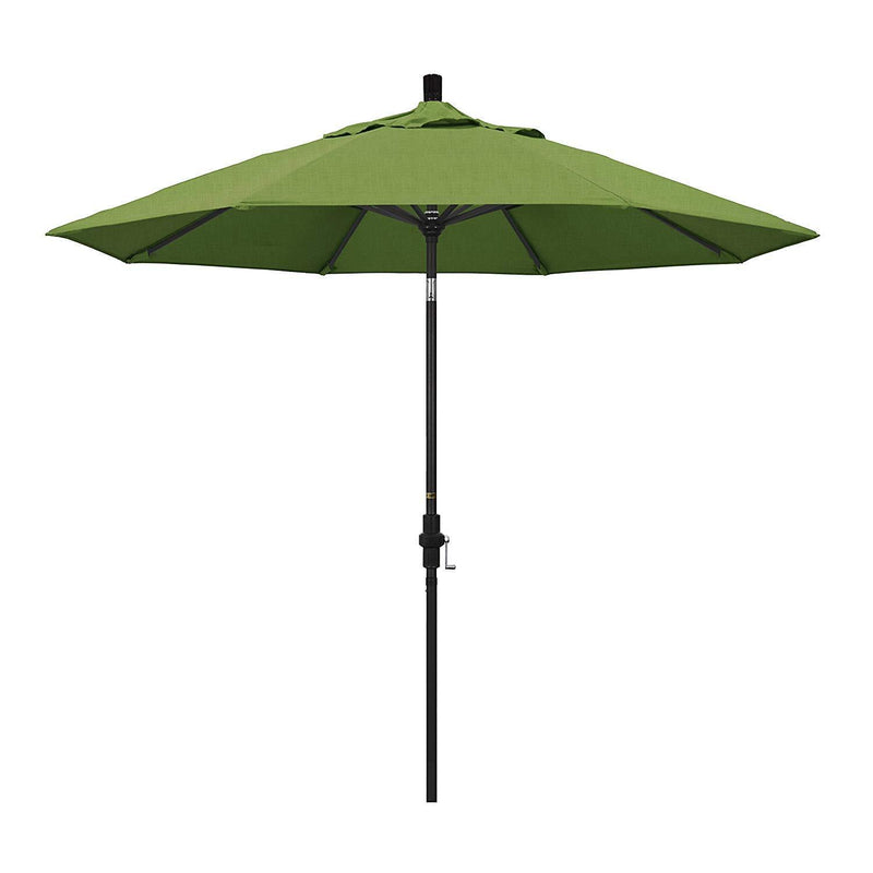 California Umbrella 9' Round Aluminum Market Umbrella, Crank Lift, Collar Tilt, White Pole, Sunbrella Pacific Blue