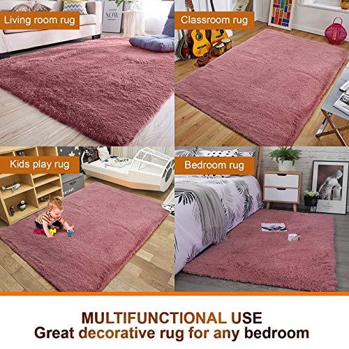 PAGISOFE Ultra Soft 4.5cm Velvet Bedroom Rugs Kids Room Carpet Modern Shaggy Area Rugs Home Decor 2.6' X 5.3', Hot-Pink