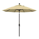 California Umbrella 9' Round Aluminum Market Umbrella, Crank Lift, Collar Tilt, White Pole, Sunbrella Pacific Blue