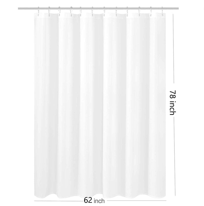 N&Y HOME Extra Long Shower Curtain Liner Fabric 72 x 96 inches, Hotel Quality, Washable, Water Repellent, White Spa Bathroom Curtains with Grommets, 72x96