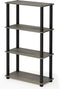 Furinno (99557BK/GY) Turn-N-Tube 4-Tier Multipurpose Shelf Display Rack - Black/Grey