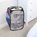 Smart Design Deluxe Mesh Pop Up Square Laundry Hamper w/ Side Pocket & Handles - VentilAir Fabric Collapsible Design - for Clothes & Laundry - Home - (Holds 2 Loads) (14 x 23 Inch) [Black]