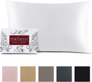 Mellanni Silk Pillowcase Queen - 19 Momme 100% Pure Natural Mulberry Silk Pillow Case for Hair and Skin - Hidden Zipper Closure - Both Sides are Silk (Queen 20" X 30", Black, White Piping)