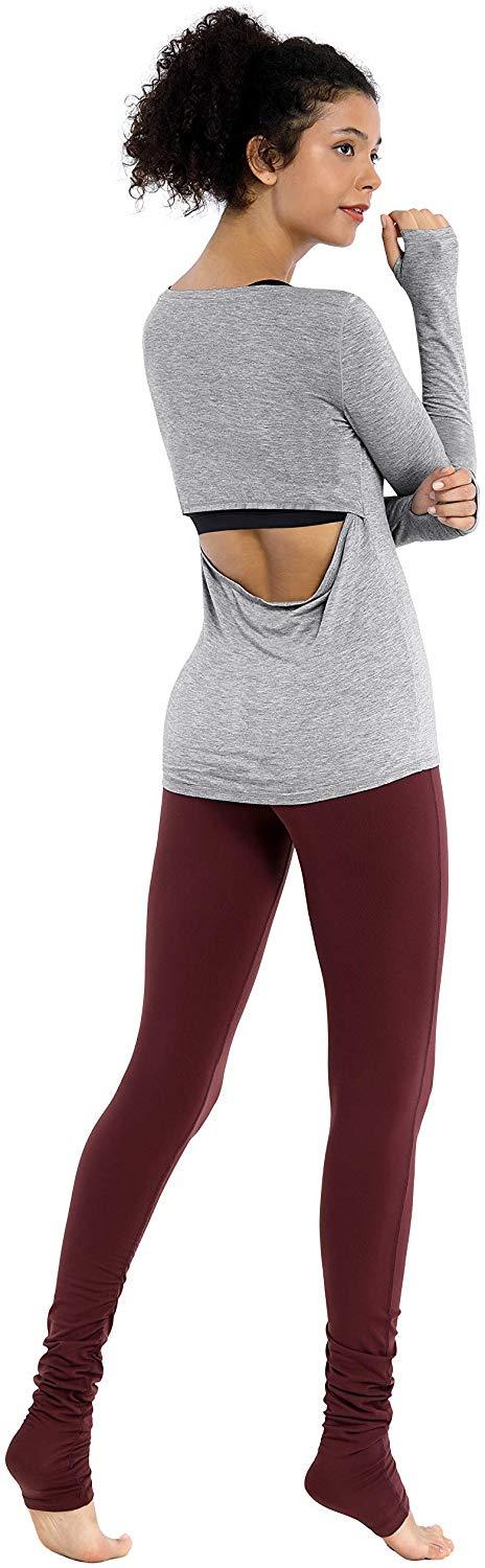 BUBBLELIME Workout Tops for Women Athletic Shirts Soft Modal Sexy Open Back Activewear Yoga Running Outdoor Sports