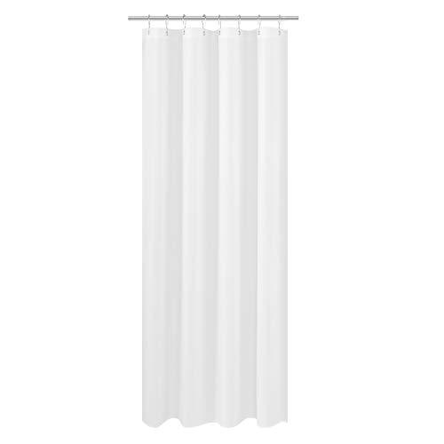 N&Y HOME Extra Long Shower Curtain Liner Fabric 72 x 96 inches, Hotel Quality, Washable, Water Repellent, White Spa Bathroom Curtains with Grommets, 72x96