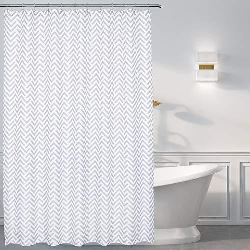 Mrs Awesome Fabric Shower Curtain with 9 Pockets 60 inches Width, Water Repellent, Washable, Odorless and Rust Proof Grommets, White,60x72