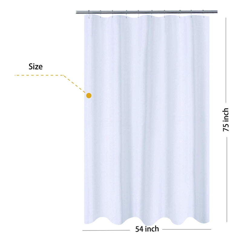 N&Y HOME Fabric Shower Curtain Liner Extra Long Stall Size 54 Width by 80 Length inches, Hotel Quality, Washable, White Bathroom Curtains with Grommets, 54x80