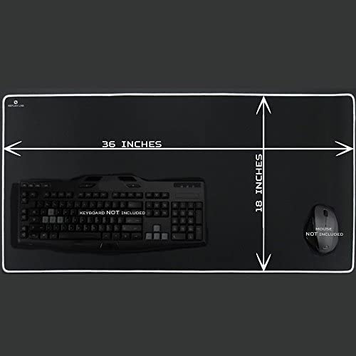 GGLTECK Large Extended Gaming Mouse Pad Mat XXL, Stitched Edges, Waterproof, Ultra Thick 5mm, Wide & Long Mousepad 36”x12”x.20" Red