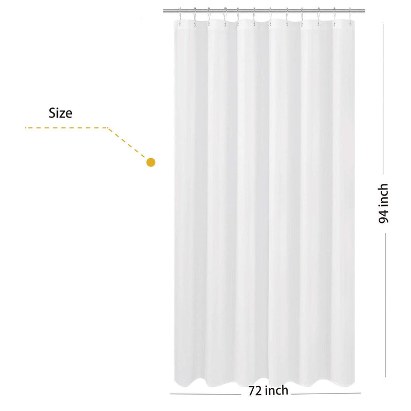 N&Y HOME Fabric Shower Curtain Liner Extra Long Stall Size 54 Width by 80 Length inches, Hotel Quality, Washable, White Bathroom Curtains with Grommets, 54x80