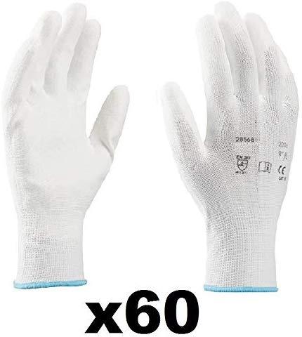 Coyaho Work Gloves (12 pairs) - Non-Slip Mounting Gloves Seamless, Ideal for Repairs, Automotive Industry, Finishing, Car Service, Workshop (10, White)