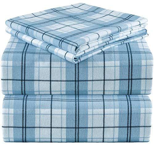 Mellanni 100% Cotton Flannel Sheet Set - Lightweight 4 pc Luxury Bed Sheets - Cozy, Soft, Warm, Breathable Bedding - Deep Pockets - All Around Elastic (Queen, Burgundy)