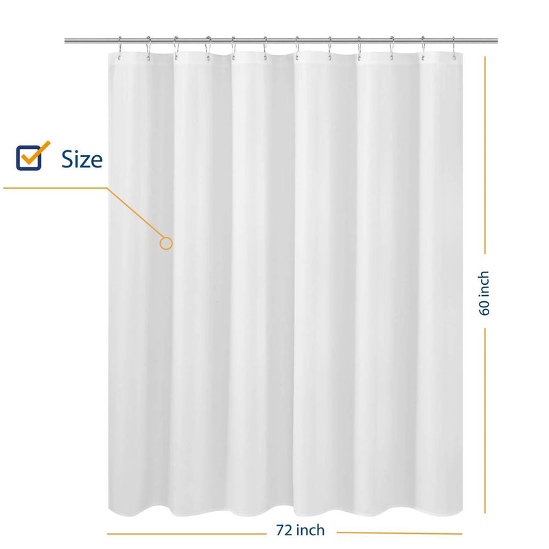 N&Y HOME Extra Long Shower Curtain Liner Fabric 72 x 96 inches, Hotel Quality, Washable, Water Repellent, White Spa Bathroom Curtains with Grommets, 72x96