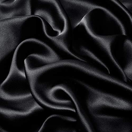 Mellanni Silk Pillowcase Queen - 19 Momme 100% Pure Natural Mulberry Silk Pillow Case for Hair and Skin - Hidden Zipper Closure - Both Sides are Silk (Queen 20" X 30", Black, White Piping)