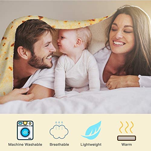 LetsFunny Burrito Tortilla Wrap Blanket, Burrito Wrap Novelty Blanket Tortilla Towel for Adults/Kids, Giant Round Beach Towel/Throw Blanket/Picnic Blanket (Yellow 6, 71.00)