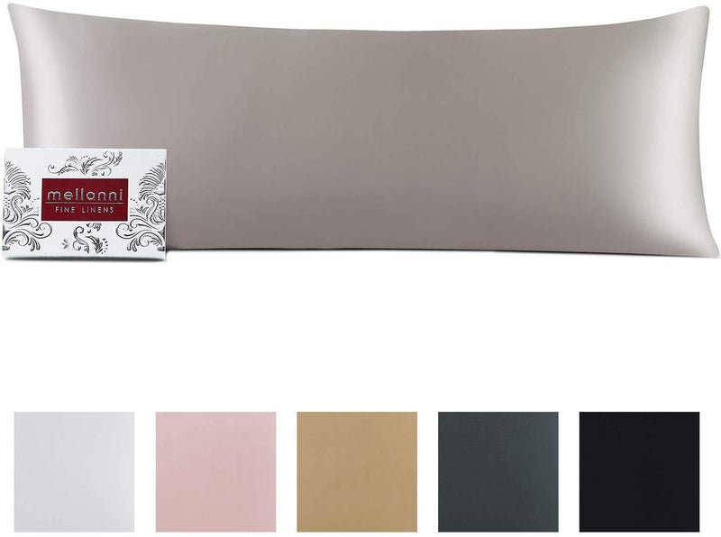 Mellanni Silk Pillowcase Queen - 19 Momme 100% Pure Natural Mulberry Silk Pillow Case for Hair and Skin - Hidden Zipper Closure - Both Sides are Silk (Queen 20" X 30", Black, White Piping)