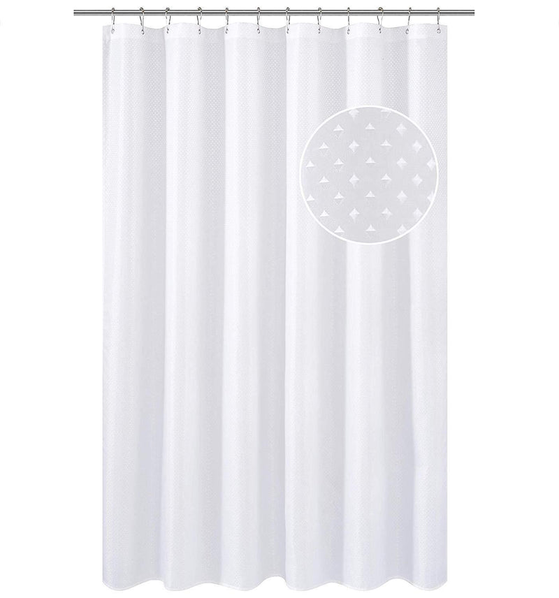 N&Y HOME Caregiver Attendant 36 inches Height Weighted Fabric Shower Curtain Machine Washable,Water Repellent Bathroom Curtains with Grommets, White, 48x36 inch